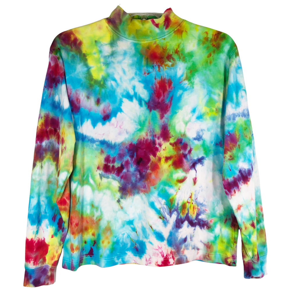 Brightly Beautiful Appleseeds Medium Top‎ Tie Dye Handmade Green Blue Purple 534